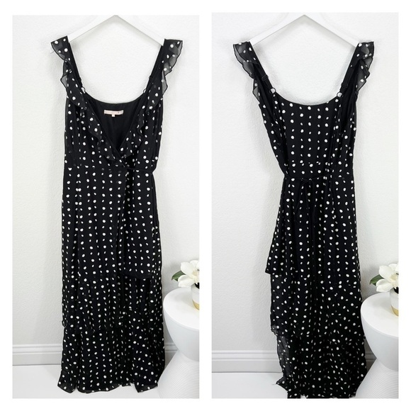 Hutch Georgia Black Embroidered Floral Dot Wrap Maxi Dress Size 0X - Picture 2 of 8